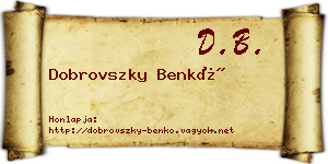 Dobrovszky Benkő névjegykártya